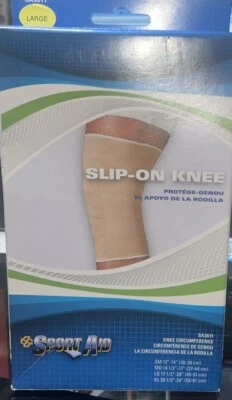 Soporte envolvente de rodilla sin cordones Sport Aid flexible sin látex grande beige 1 quilate Foto 1 de 4
