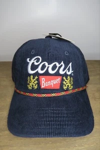Coors Banquet Hat Men’s Navy Blue Corduroy Trucker Rope Snapback Baseball Cap - Picture 1 of 9
