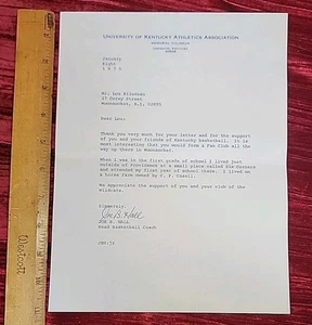 JOE B HALL UNIV KENTUCKY BASKETBALL NCAA Trainer Autogramm Auto versengter Brief - Bild 1 von 6