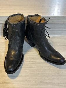 Old Gringo Adela BL1116-6 Women's Black Fringe Side Zip Western Ankle Boots Sz 7 - Picture 1 of 11