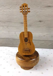 Wooden Guitar Music Box, Rotates and plays "I'd To Like Teach World Sing" 10in - Picture 1 of 5