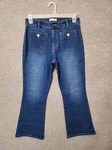 Loft Kick Crop Jeans Womens 30 10 Petite Blue Patch Pockets Stretch NEW - Picture 1 of 10