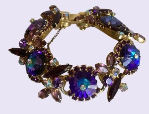 VINTAGE D&E JULIANA HELIOTROP MARGARITA LILA RIVOLI AB GOLDFARBEN ARMBAND - Bild 1 von 12