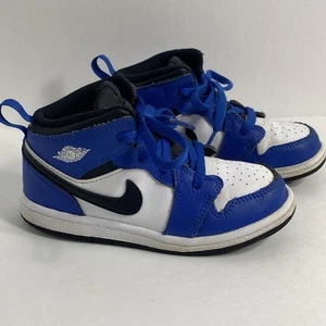 Toddler Nike Air Jordan 1 Mid Athletic Shoes ‘Game Royal’ DQ8425 402 - Size 10C - Picture 1 of 9