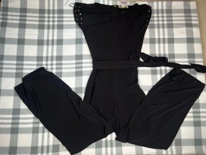 Michael Michael Kors Jumpsuit Nieten Gürtel weites Bein Schwarz Silber Neu mit Etikett XS - Bild 1 von 5