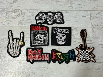 Lot of Heavy Metal Rock Band Patches Iron On Embroidered Iron Maiden Rancid NEW - Image 1 of 3