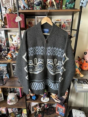 Pendleton Wool Sweater Men’s XL Gray Blue Totem Pattern Lambswool Native Style - Image 1 of 4