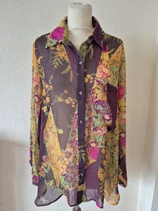 BNWT NEXT oversized floral/paisley long sleeve chiffon/sheer shirt size 18 - Picture 1 of 7