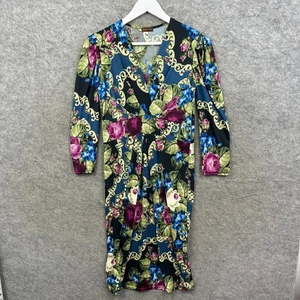 Cordings Of Piccadilly Dress Womens UK 10 Green Floral Bodycon Wrap Midi Summer - Picture 1 of 6