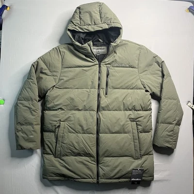 Eddie Bauer Jacket EB550 Mens XL Green Down Fill Winter Zip Up Hooded Parka NWTs - Image 1 of 4