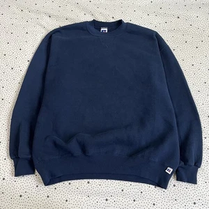 Vintage 1990s Russell Athletic Sweatshirt Men's XL Blank Navy Blue Made in USA - Picture 1 of 6