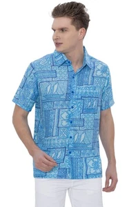 HAPPY BAY Men's Hawaiian Shirt Fashion Button Down Short Sleeves Holidays Aloha - Picture 1 of 3