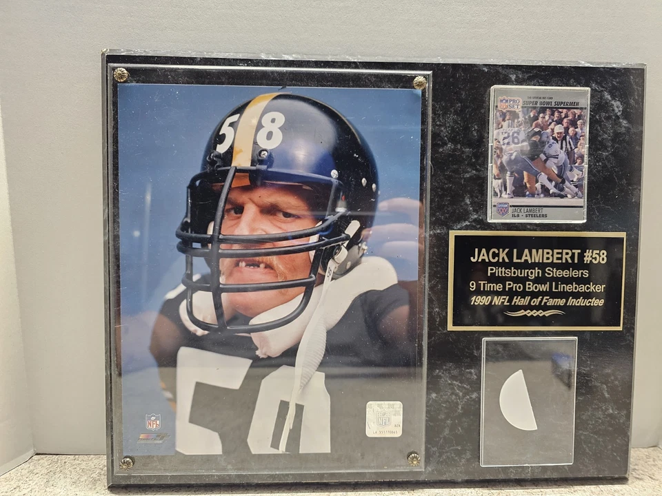 Archivo de fotos de Jack Lambert Pittsburgh Steelers NFL 2007 8x10 en placa de 12x15 Foto 1 de 4