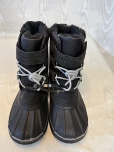 LONDON FOG KIDS SZ 12 RAIN & SNOW BOOTS WINTER BLACK LINED - Picture 1 of 6