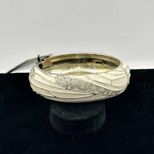 Sequin Nordstrom Ivory Rhinestone Gold Tone Statement Enamel Bangle Bracelet #65 - Picture 1 of 5