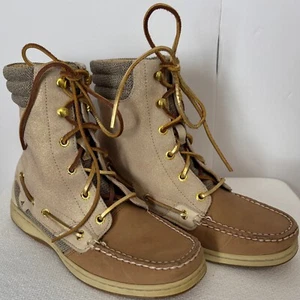 Bota Sperry Top-Sider Hikerfish para mujer talla 7 M bronceada dorada brillante con cordones - Imagen 1 de 8