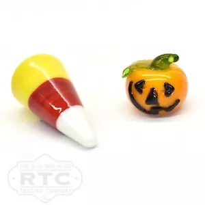 Set decorazione Halloween mini zucca e mais caramelle fatto a mano design viso 2 - Foto 1 di 3
