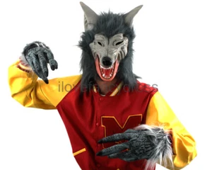 GREY WEREWOLF COSTUME HALLOWEEN HORROR FANCY DRESS WOLF WAREWOLF FILM MOVIE - Picture 1 of 9