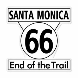 ROUTE 66 SANTA MONICA END OF THE TRAIL 16" HEAVY DUTY USA MADE ADV METAL SIGN - Picture 1 of 1