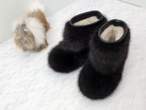 Negro Niñas Invierno Botas de Piel Niños Pequeños Nieve Botas Pelurosas Niños - Imagen 1 de 9