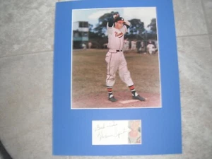 Warren Spahn Cut Signature 3" x 5" Index Card with 8 x 10 Matted Photo HOF - Picture 1 of 2