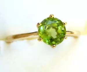 Peridot Solitär Ring/Größe 9/14K Gold über 925 Sterlingsilber/1,5 ct - Bild 1 von 6