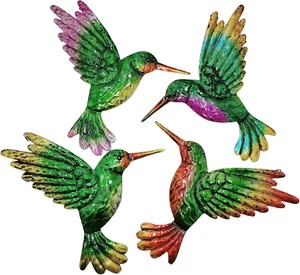 Metal Hummingbird Wall Art Decor, Metal Birds Outdoor Wall Sculpture Decoration - Picture 1 of 12