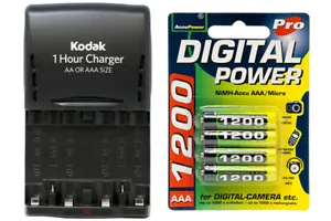 Kodak AA / AAA Smart Charger + 4-Pack AAA AccuPower NiMH Batteries (1200 mAh) - Picture 1 of 1