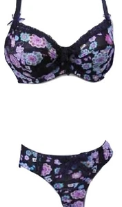 Ensemble Sanselle soutien gorge 80C et culotte fleuri violet lingerie femme - Picture 1 of 1