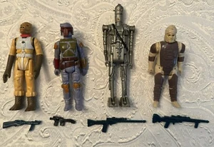 Star Wars-1980 Bounty Hunter-Lot -Boba Fett-Bossk-IG-88 -Dengar w/ ORIG WEAPONS - Picture 1 of 2