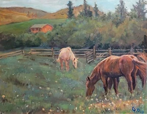My Farm, Original Oil painting, Animal,Contemporary, Size 18"x14",2023,US - Picture 1 of 6