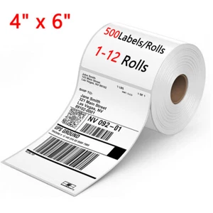 1-20 Rollen 4 Zoll x 6 Zoll Direkte Thermische Etiketten 500/Rolle für Zebra Eltron LP2844 ZP450 USV - Bild 1 von 7