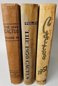 1949, 1950 & 1951 University of Texas UT The Cactus Yearbook Set of Three - Picture 1 of 4