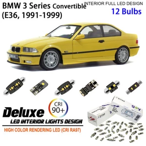12 Bulb LED Interior Light Kit for BMW E36 3 Series Convertible White Dome Light - Picture 1 of 9
