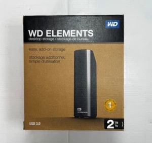 WD Elements 2TB External USB 3.0 Desktop Hard Drive WDBWLG0020HBK-04 Black - Photo 1/6