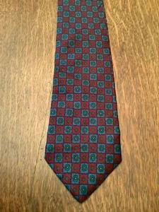 BROOKS BROTHERS MAKER geometrische Seidenkrawatte burgunderrot und grün - Bild 1 von 4