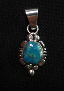 Small Teardrop Turquoise Pendant l- Navajo Handmade - Picture 1 of 3