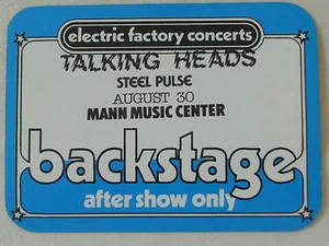Talking Heads 1983 - Mann Music Center - Satin Backstage Pass After Show only - Bild 1 von 1