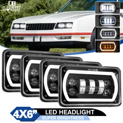 Faros LED 4x 4x6" de haz alto bajo halo DOT para Chevy Monte Carlo SS de 1980-1988 Foto 1 de 4