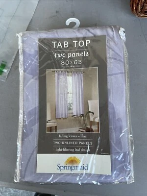 SpringMaid Tab top two panels curtains falling leaves lilac 80 x 73 a572 - Image 1 of 4
