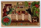 1911 Christmas Home Sweet Home Baies Poinsettia Fleur Liberté carte postale neuf dans l'État