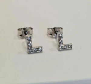 Ohrringe Silber 925 Buchstabe L mit weißen Zirkonia SUPER PREIS  - Bild 1 von 4