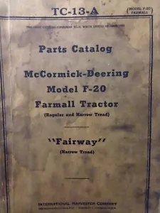 Farmall Regular F-20 Fairway Trattore Stretto Master Ricambi Manuale TC-13-A 1947 IH - Foto 1 di 2