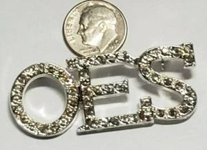 OES - Clear Crystals Large Lapel Pin/Broach - SILVER TONE Eastern Star - Picture 1 of 4