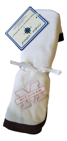 College Baby Blanket Michigan Wolverines Pink NCAA Team Logo Cover