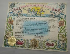 Imperivm Neptvni Regis 1954 Equator Crossing Certificate Blank & excellent shape - Picture 1 of 11