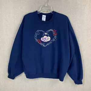 Vintage Womens Christmas Sweater L (XL) Blue Pullover Crewneck Relaxed Oversized - Picture 1 of 23