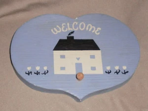 Collectible Plaster Cast Blue, Country, Handmade Welcome Plaque Americana - Picture 1 of 2