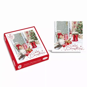 CONFEZIONE DA 10 CARTOLINE DI NATALE SCENA DI LUSSO ALL'APERTO - Foto 1 di 1