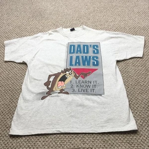 Camicia vintage Taz uomo extra large grigia leggi papà Looney Tunes cartone animato anni 90 - Foto 1 di 9